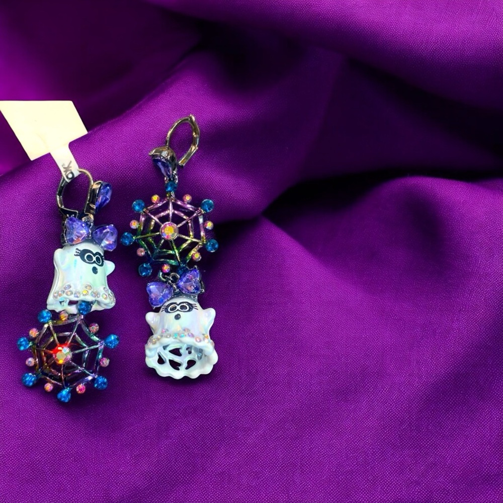Betsey Johnson ghost and spiderweb Halloween earrings or for every day wear.